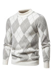 Jersey de punto estampado de cuello redondo color caqui claro para hombre