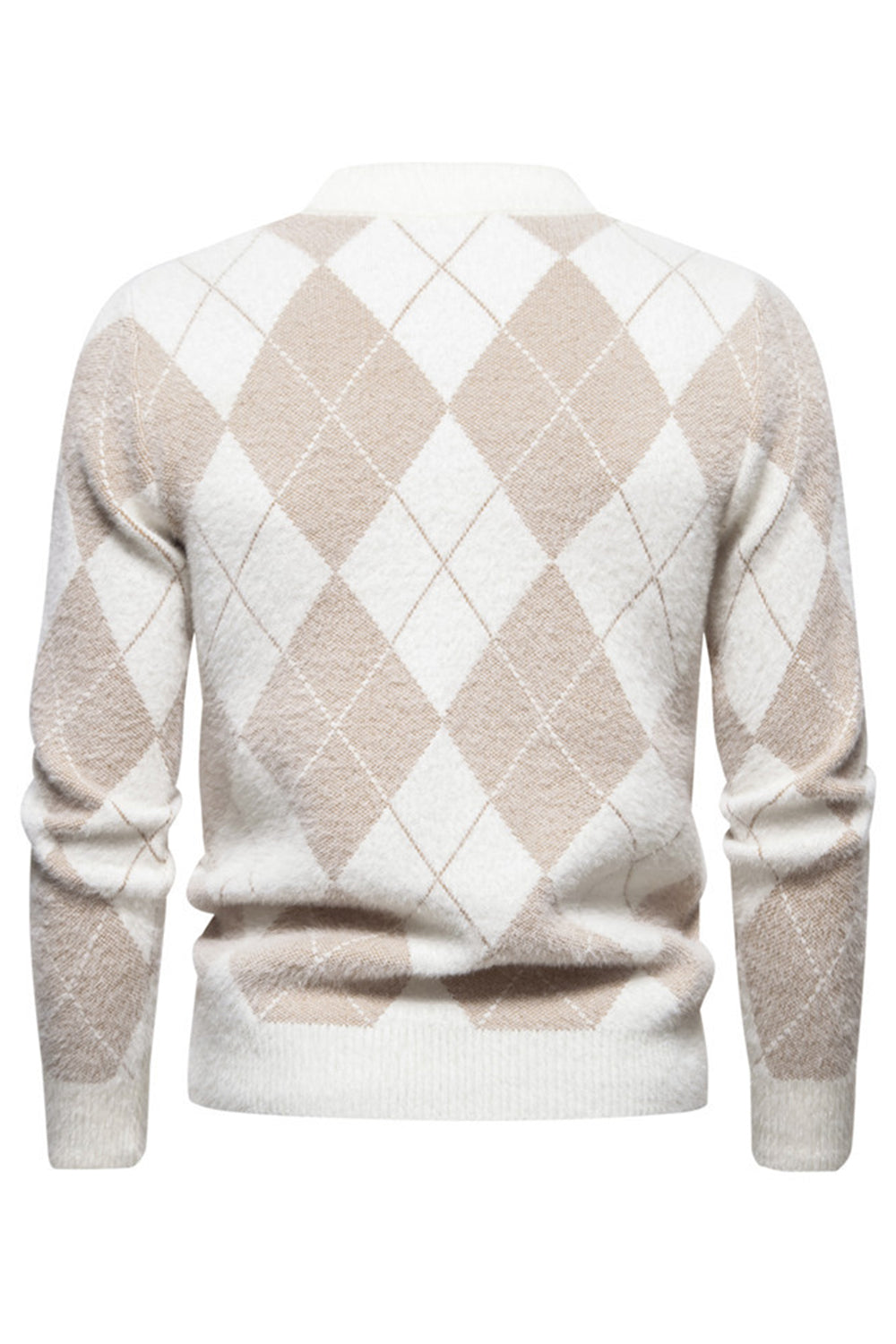 Jersey de punto estampado de cuello redondo color caqui claro para hombre