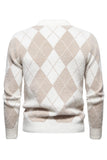 Jersey de punto estampado de cuello redondo color caqui claro para hombre