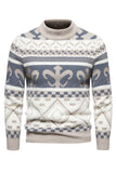 Suéter de punto con estampado de jersey caqui slim fit para hombre