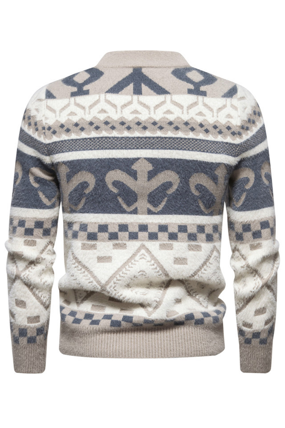 Suéter de punto con estampado de jersey caqui slim fit para hombre