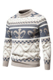 Suéter de punto con estampado de jersey caqui slim fit para hombre