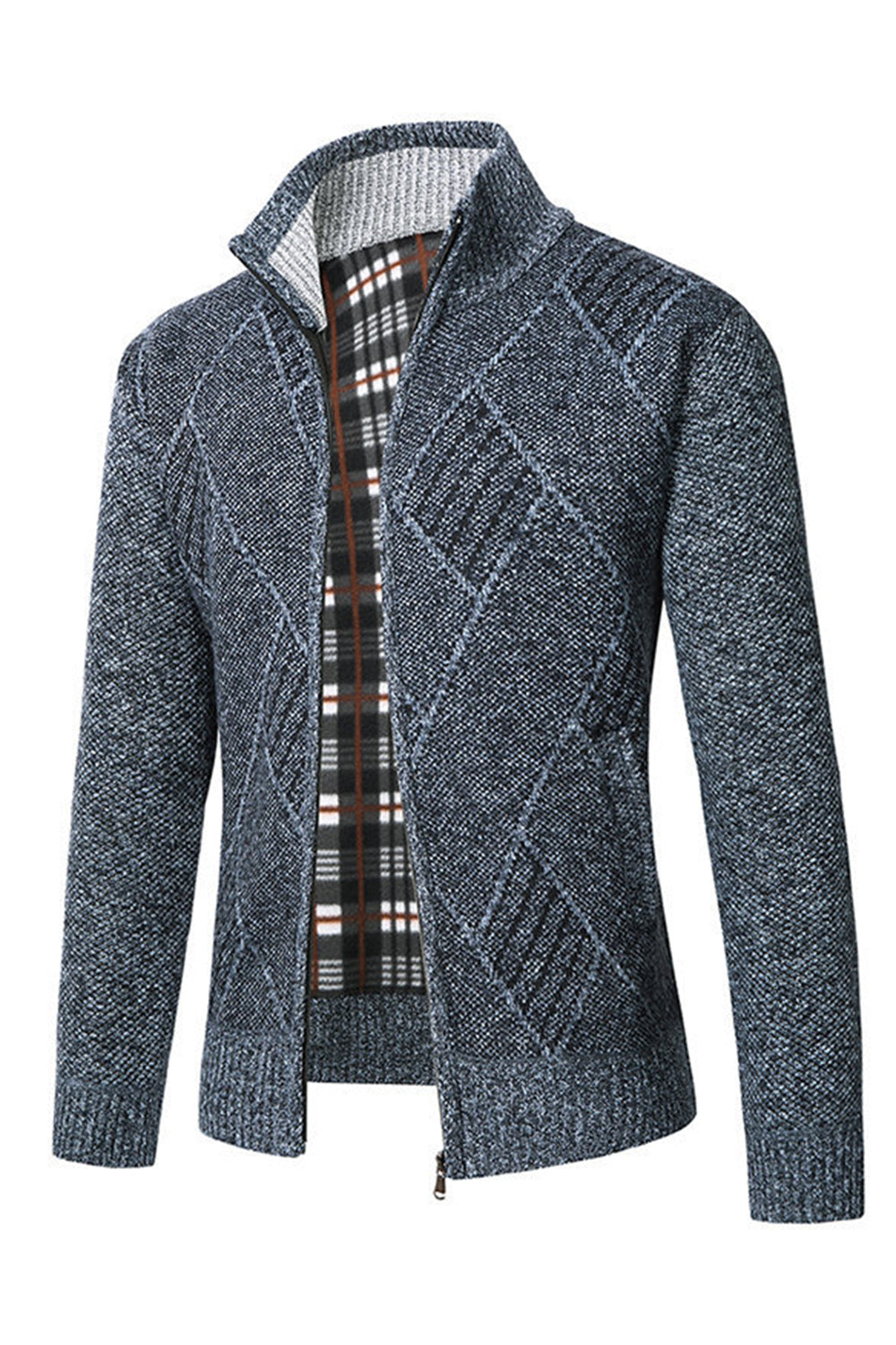 Abrigo holgado gris con cuello alto y cremallera para hombre