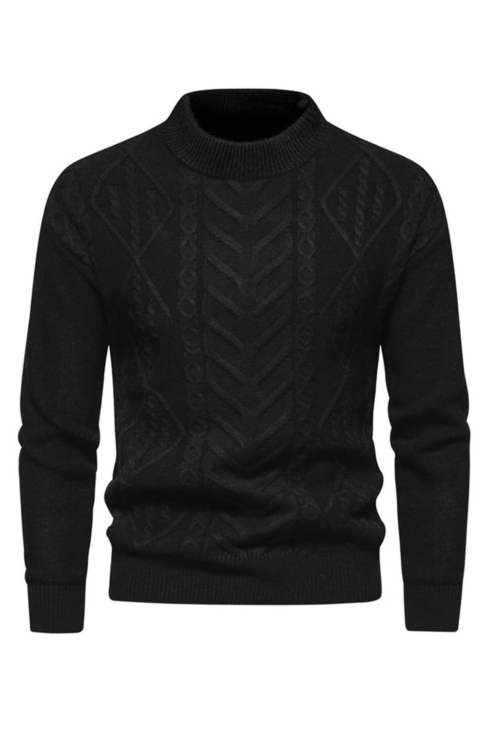 Jersey de punto para hombre con cuello redondo y jacquard blanco