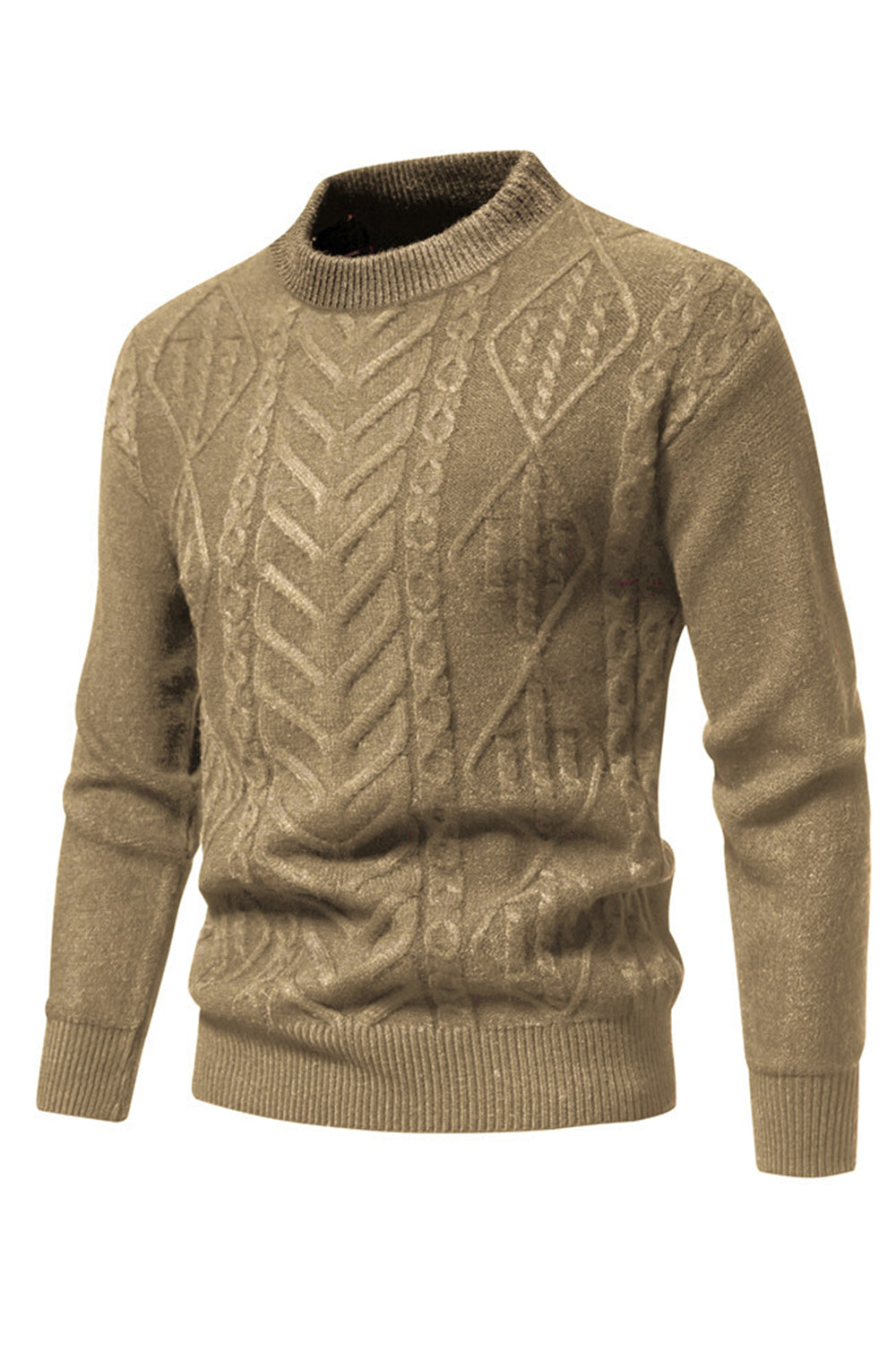 Jersey de punto para hombre con cuello redondo y jacquard blanco