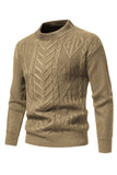 Jersey de punto para hombre con cuello redondo y jacquard blanco