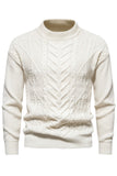 Jersey de punto para hombre con cuello redondo y jacquard blanco