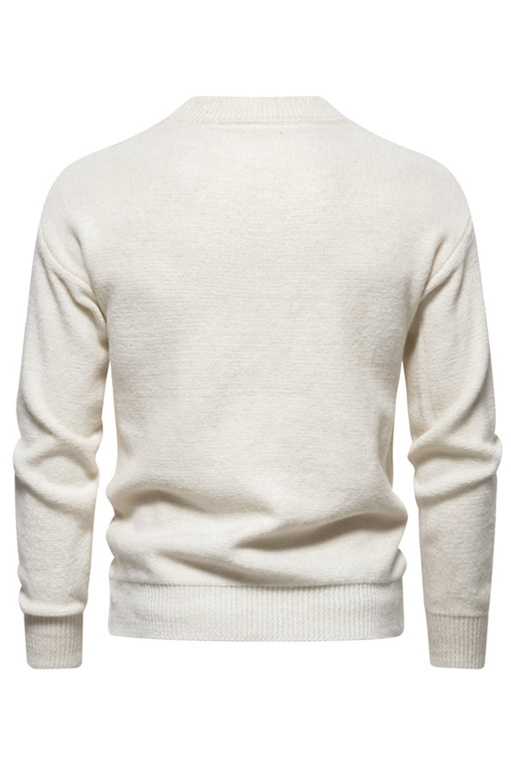 Jersey de punto para hombre con cuello redondo y jacquard blanco