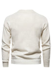 Jersey de punto para hombre con cuello redondo y jacquard blanco