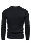 Suéter de punto con cremallera y cuello redondo negro para hombre