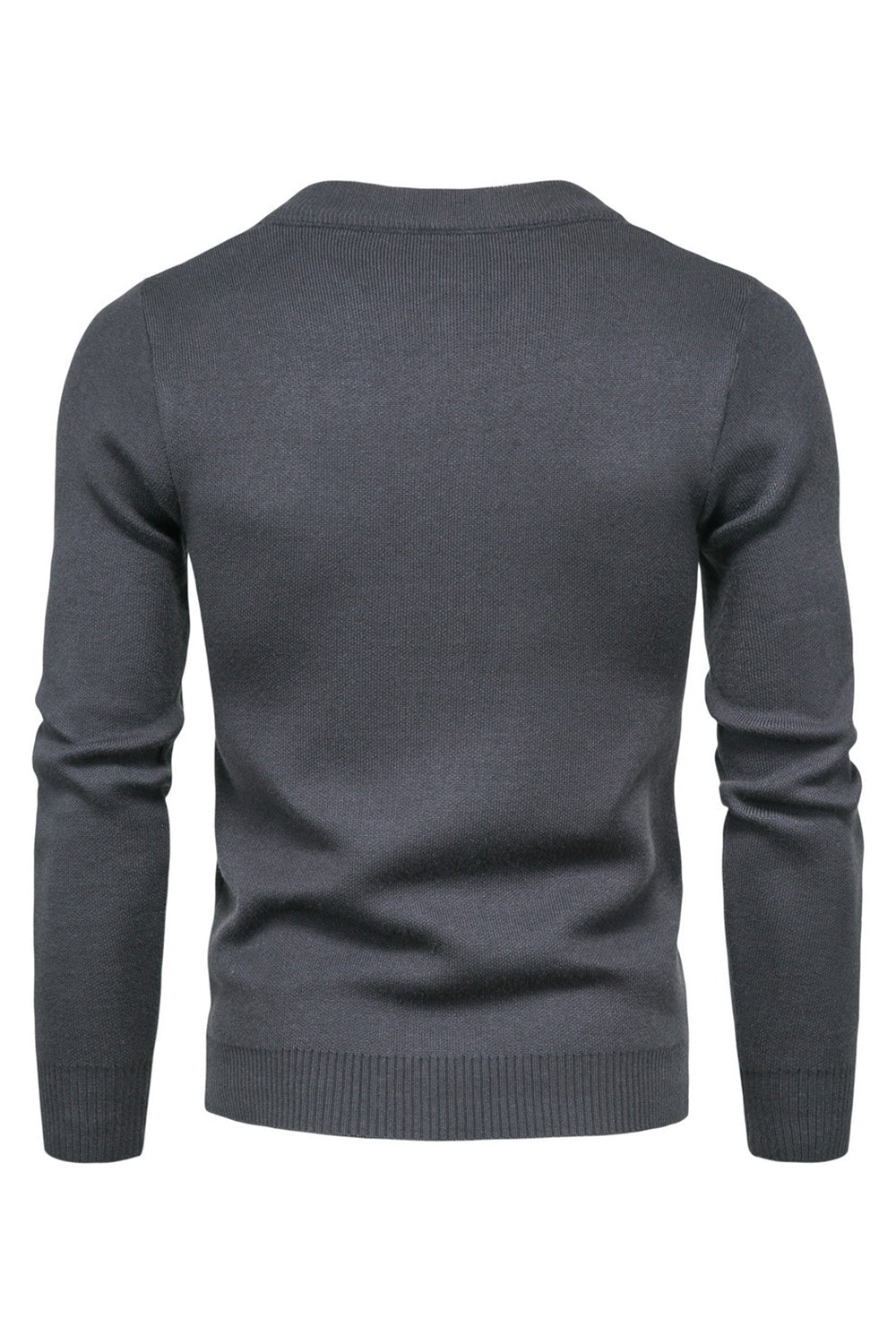 Suéter de punto con cremallera y cuello redondo negro para hombre