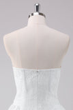 Vestido de fiesta corto sencillo sin tirantes blanco