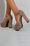 Sandalias de tacón con plataforma con estampado de leopardo Zapatos de vestir de novia para fiestas de boda