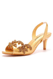 Zapatos de boda dorados punta puntiaguda de moda elegantes zapatos de tacón formales para vestidos
