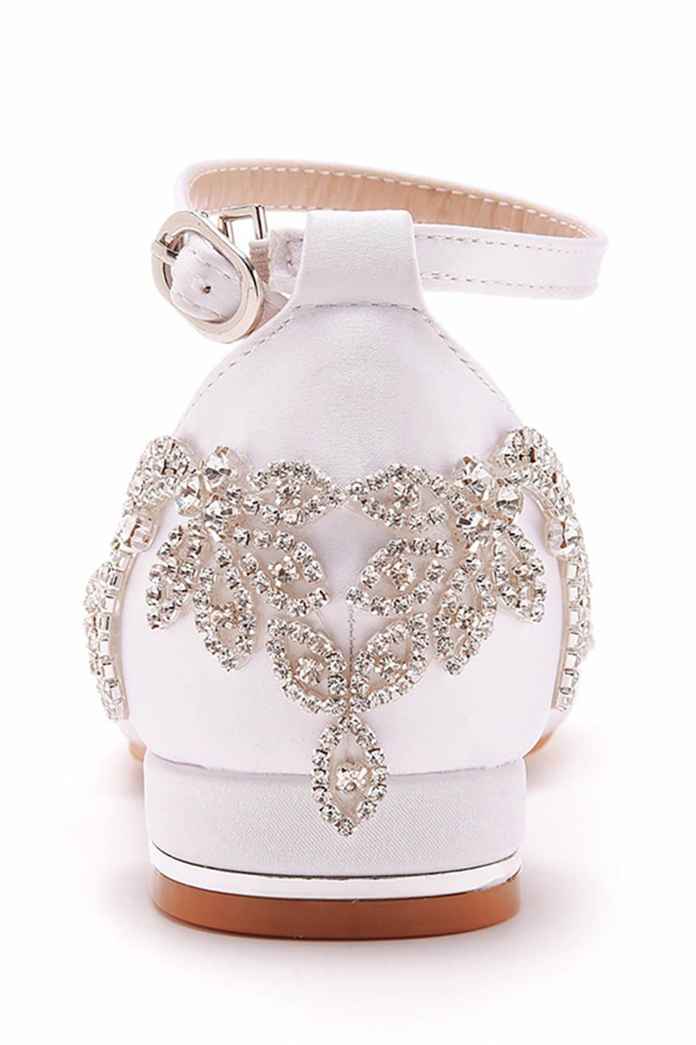 Zapatos de novia blancos de punta puntiaguda con abalorios