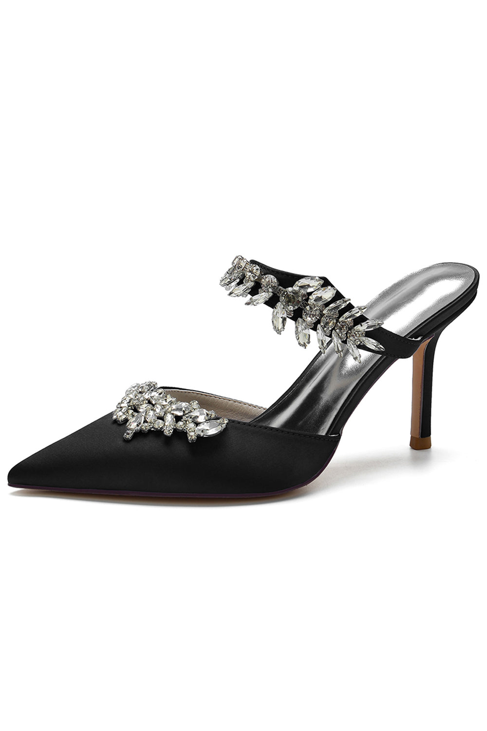 Sandalias de tacón de aguja con puntera de diamantes de imitación azul real