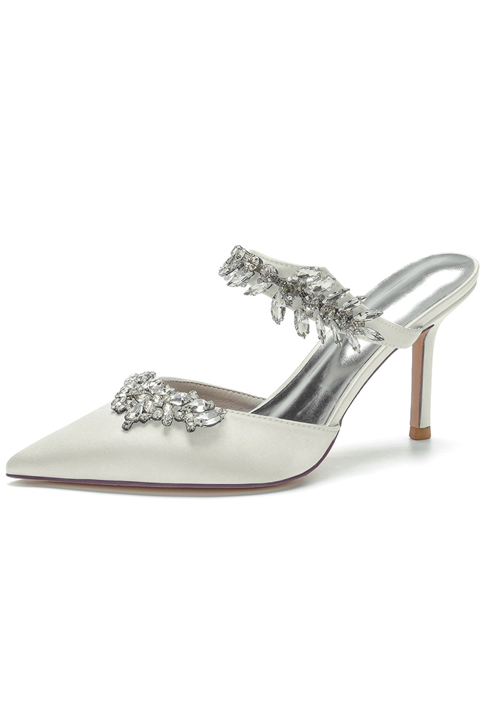 Sandalias de tacón de aguja con puntera de diamantes de imitación azul real