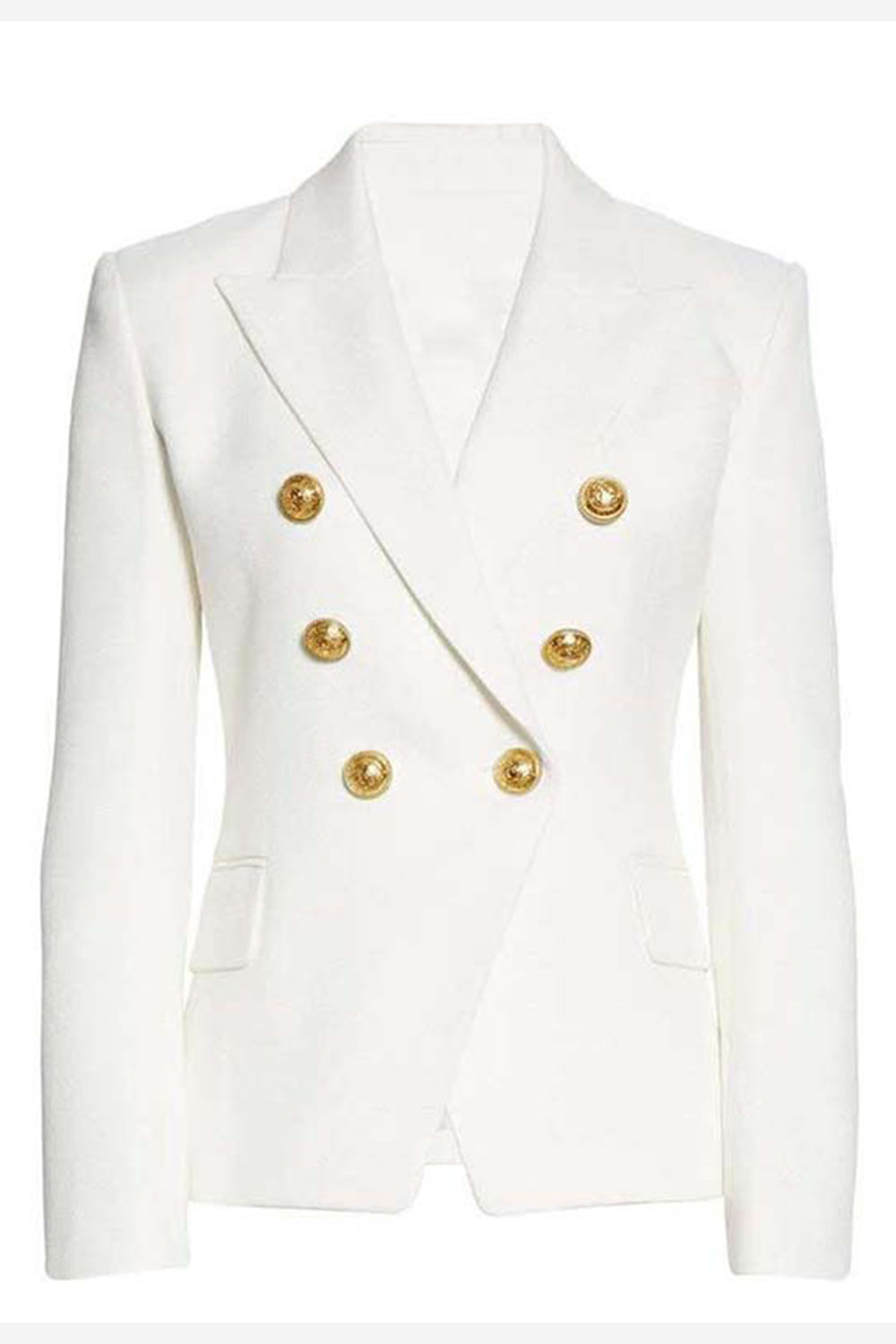 Blazer de manga larga con solapa de pico negro para mujer