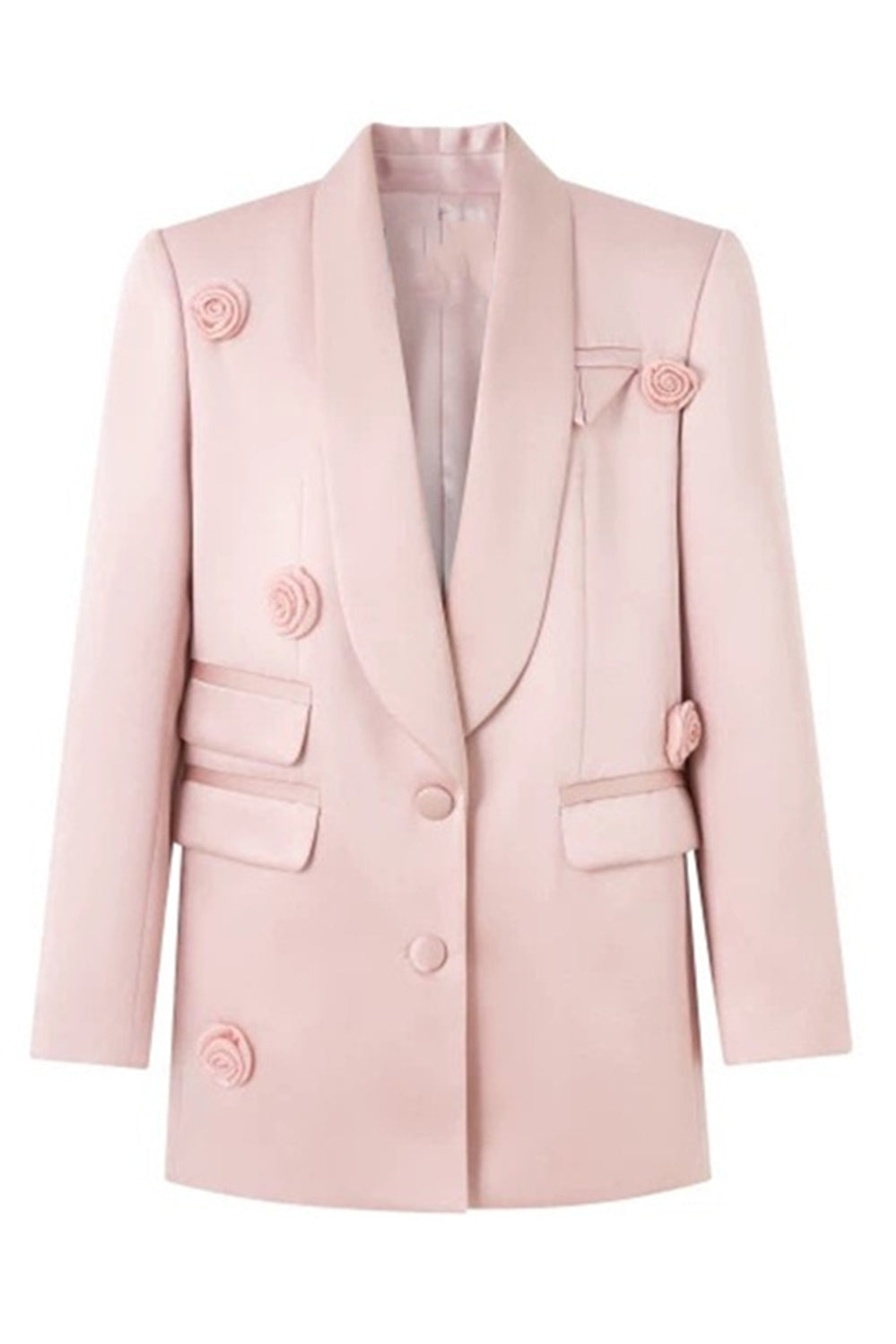 Blazer de mujer con solapa y chal colorete con flores 3D