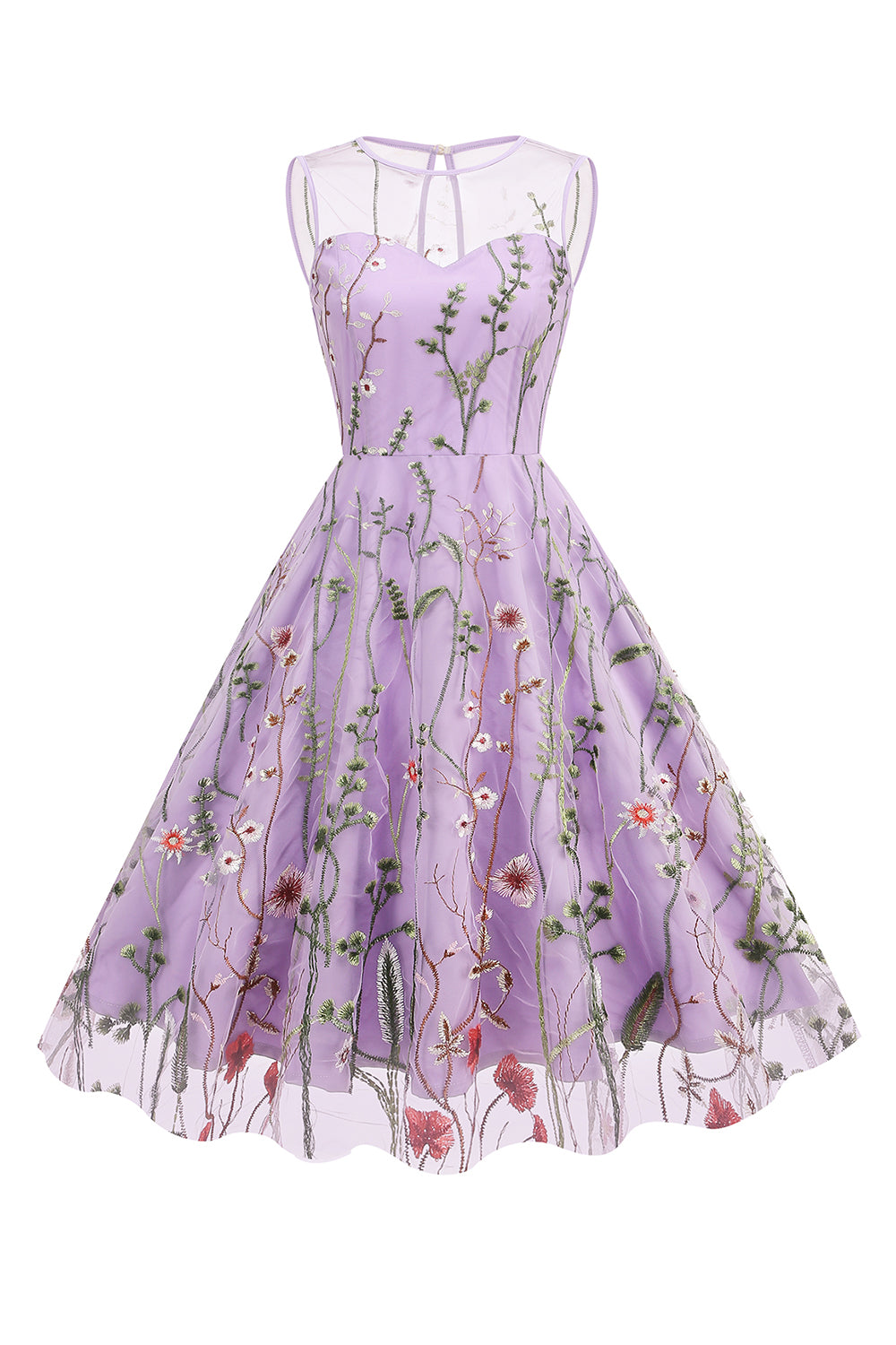 Vestido Blush A Line Cuello Bateau Mangas Década de 1950