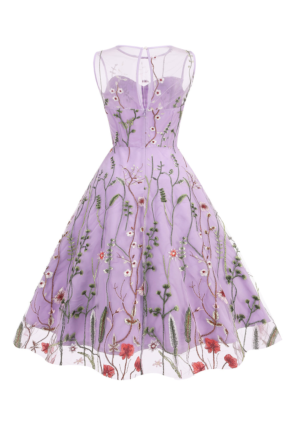 Vestido Blush A Line Cuello Bateau Mangas Década de 1950