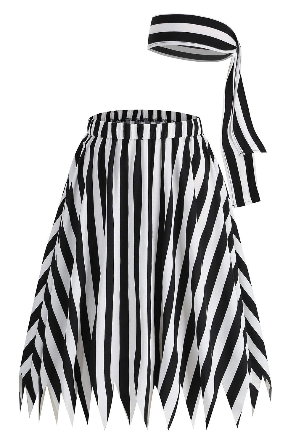 Falda de traje de pirata casual con estampado de rayas de bloque de color negro