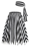 Falda de traje de pirata casual con estampado de rayas de bloque de color negro