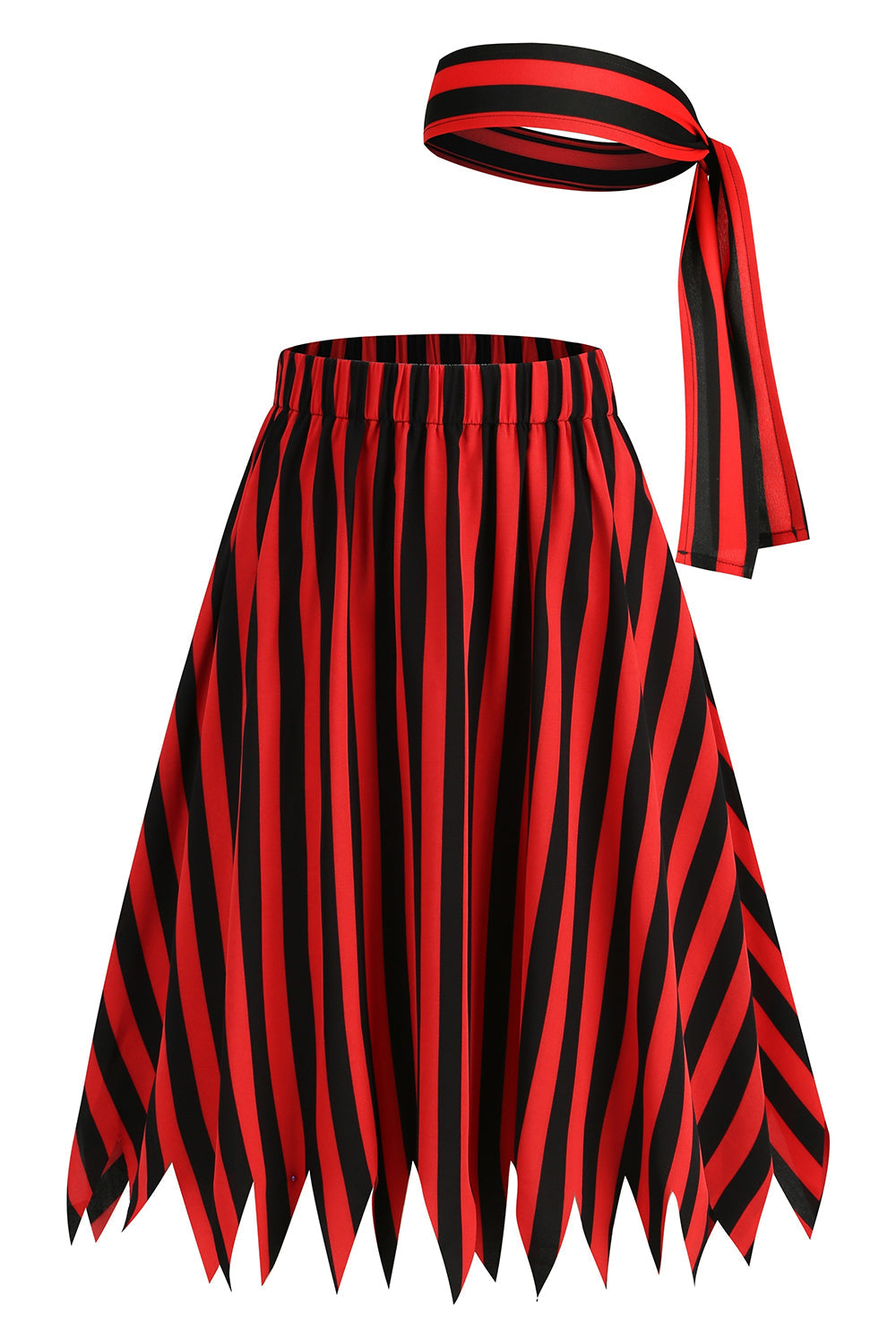 Falda de traje de pirata casual con estampado de rayas de bloque de color negro