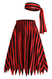 Falda de traje de pirata casual con estampado de rayas de bloque de color negro