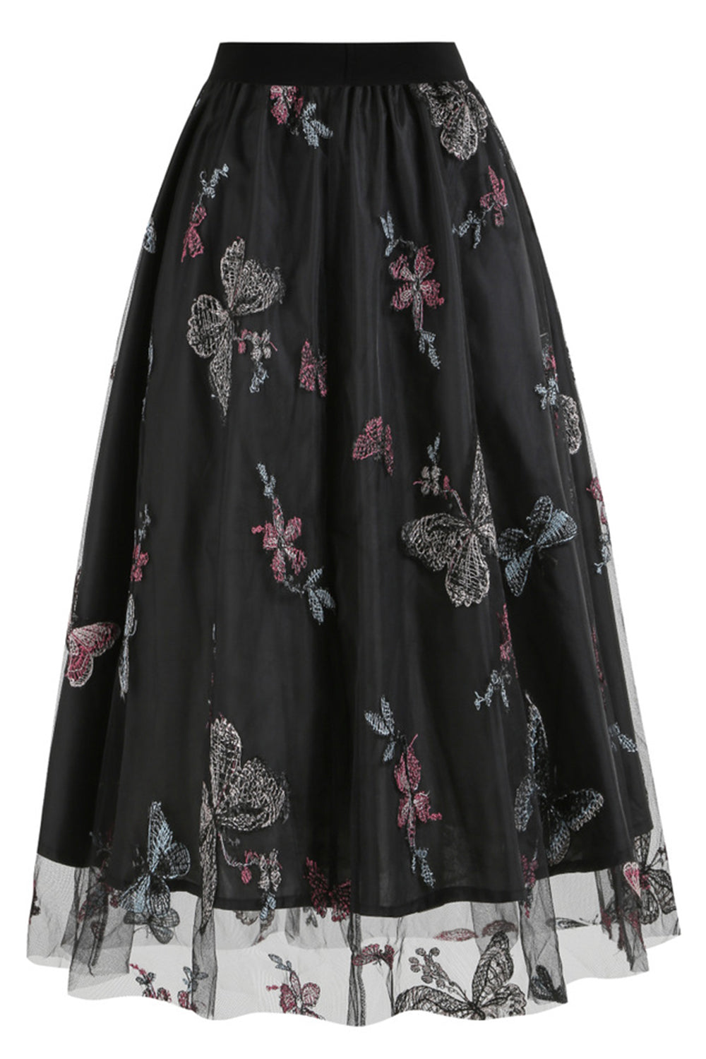 Falda midi suelta suelta de gasa floral con estampado de cintura alta albaricoque