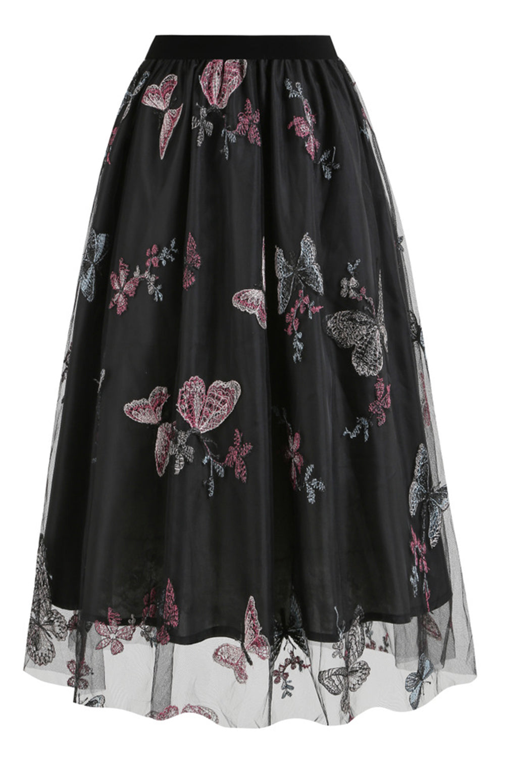 Falda midi suelta suelta de gasa floral con estampado de cintura alta albaricoque