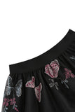 Falda midi suelta suelta de gasa floral con estampado de cintura alta albaricoque