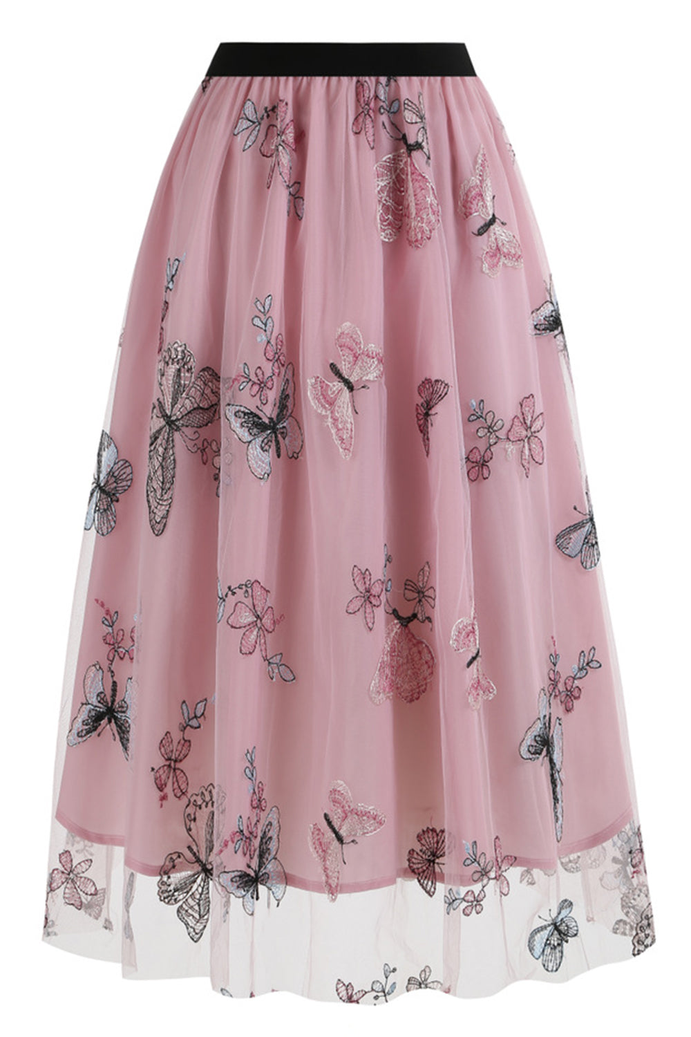 Falda midi suelta suelta de gasa floral con estampado de cintura alta albaricoque