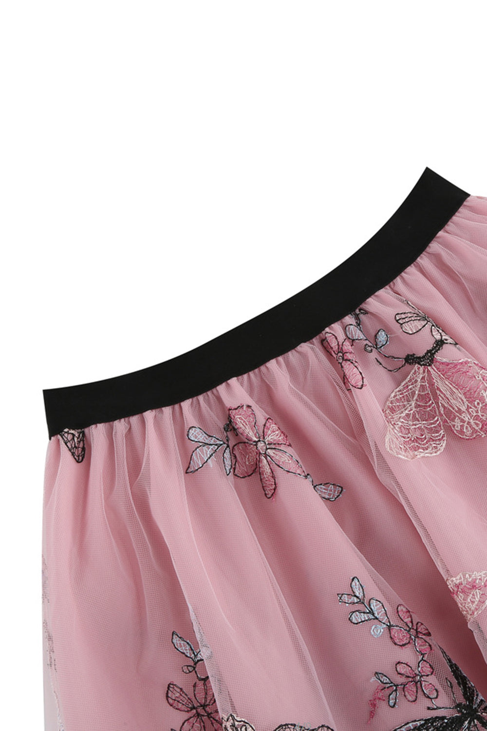 Falda midi suelta suelta de gasa floral con estampado de cintura alta albaricoque