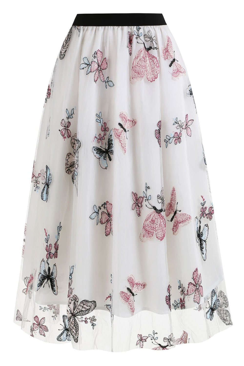 Falda midi suelta suelta de gasa floral con estampado de cintura alta albaricoque