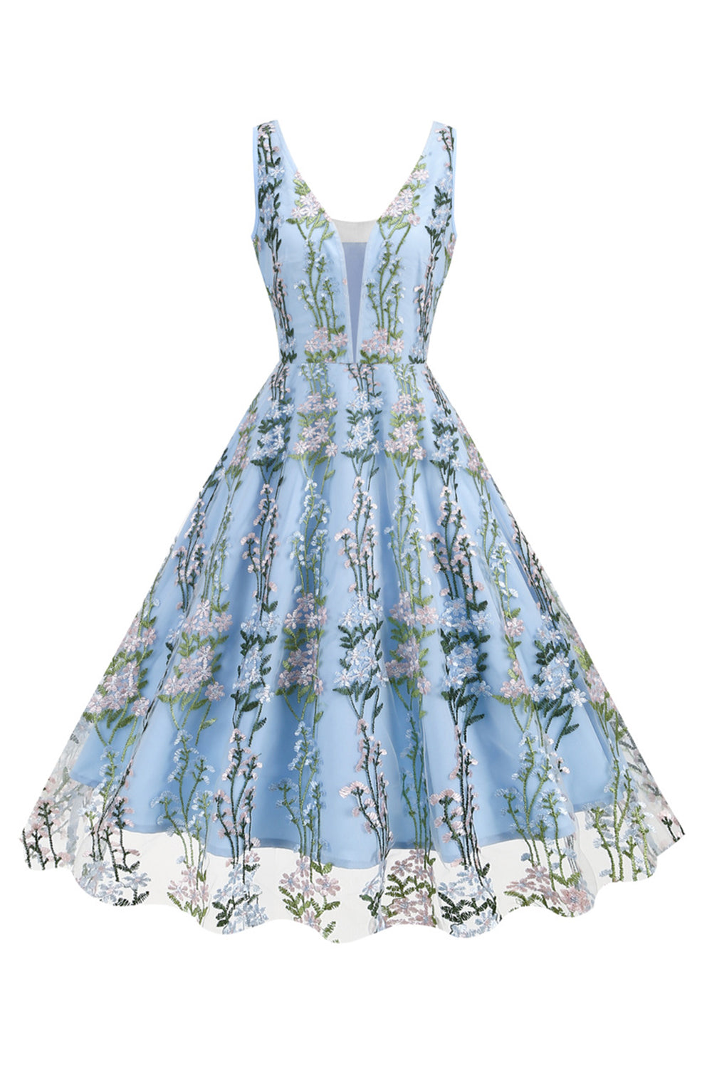 Vestido brillante con mangas de flores de albaricoque Swing de la década de 1950