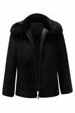 Ropa de abrigo de invierno de manga larga de piel sintética para hombre negro