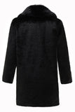 Abrigo largo de invierno de piel sintética de lujo para hombre negro