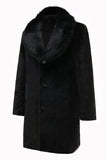 Abrigo largo de invierno de piel sintética de lujo para hombre negro