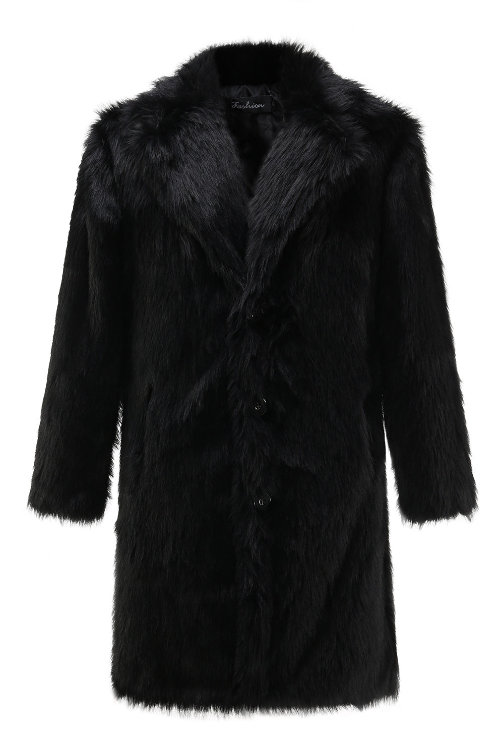 Abrigo negro de piel sintética suave para hombre