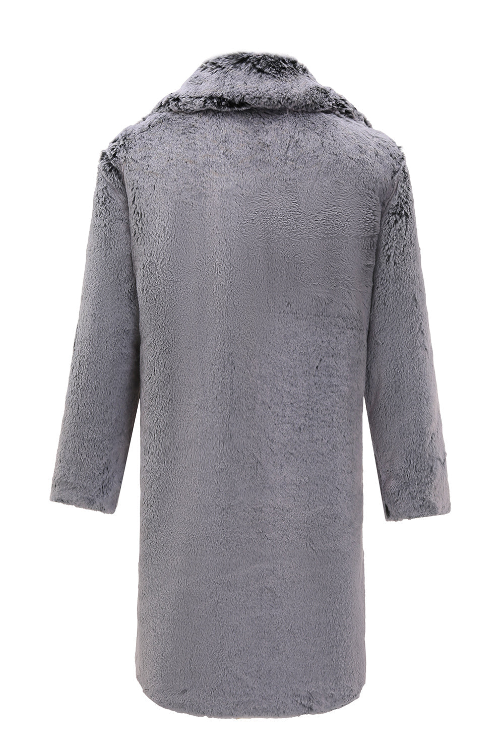 Abrigo de piel sintética para hombre de manga larga mullido color gris y con bolsillos
