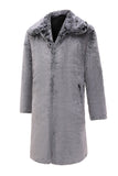 Abrigo de piel sintética para hombre de manga larga mullido color gris y con bolsillos