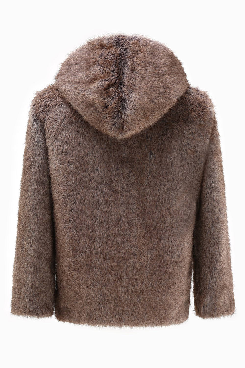 Abrigo de piel sintética de invierno para hombre caqui con capucha