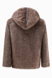 Abrigo de piel sintética de invierno para hombre caqui con capucha