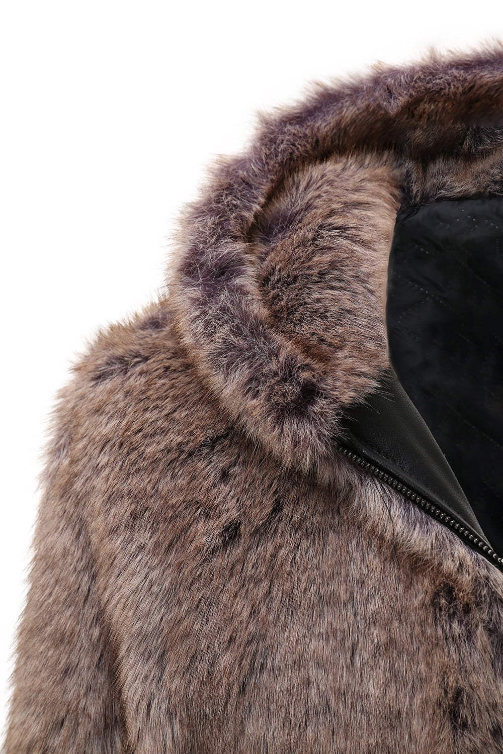 Abrigo de piel sintética de invierno para hombre caqui con capucha