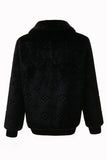 Abrigo negro de invierno con cremallera de piel sintética para hombre