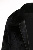 Abrigo negro de invierno con cremallera de piel sintética para hombre