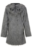 Abrigo de piel sintética gris para hombre largo de invierno solapa de color liso manga larga