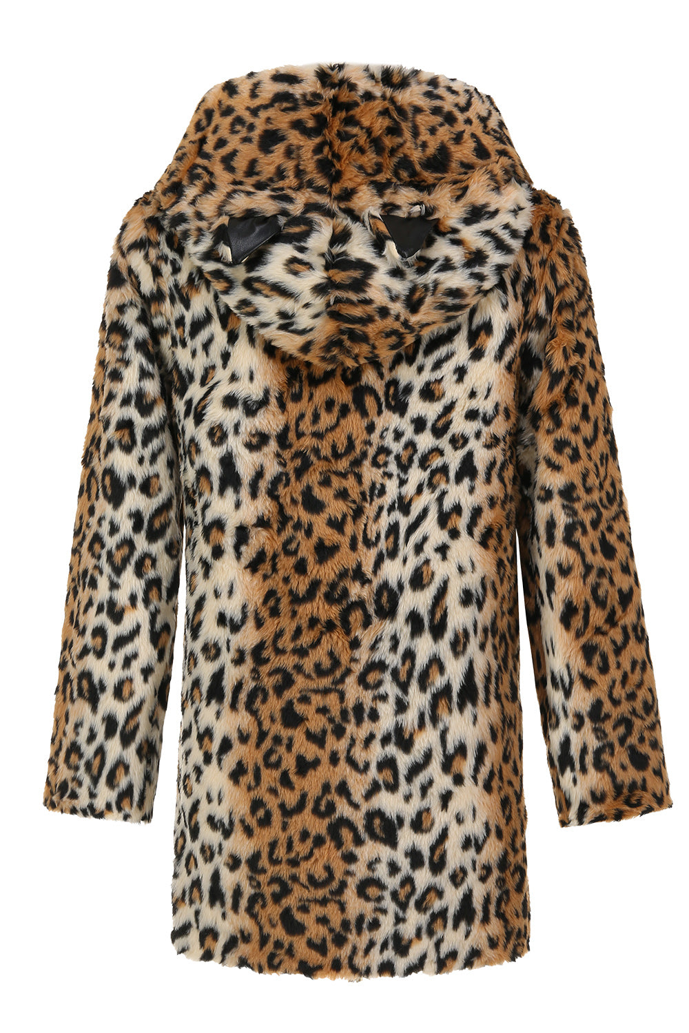Abrigo de invierno de piel sintética de leopardo de longitud media para hombre