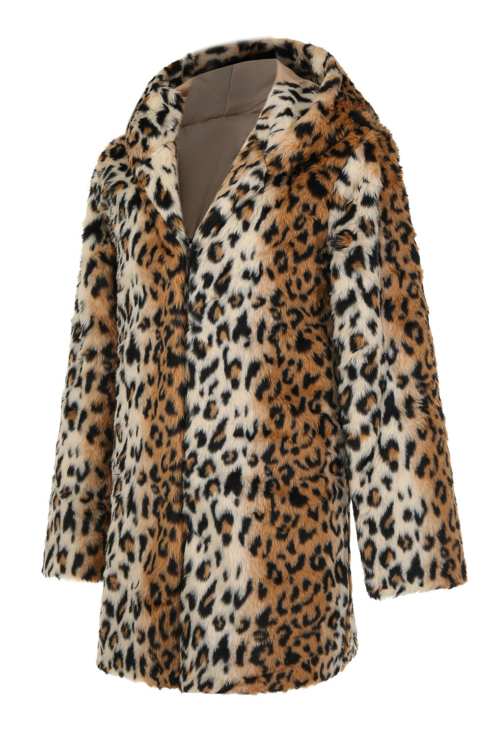 Abrigo de invierno de piel sintética de leopardo de longitud media para hombre